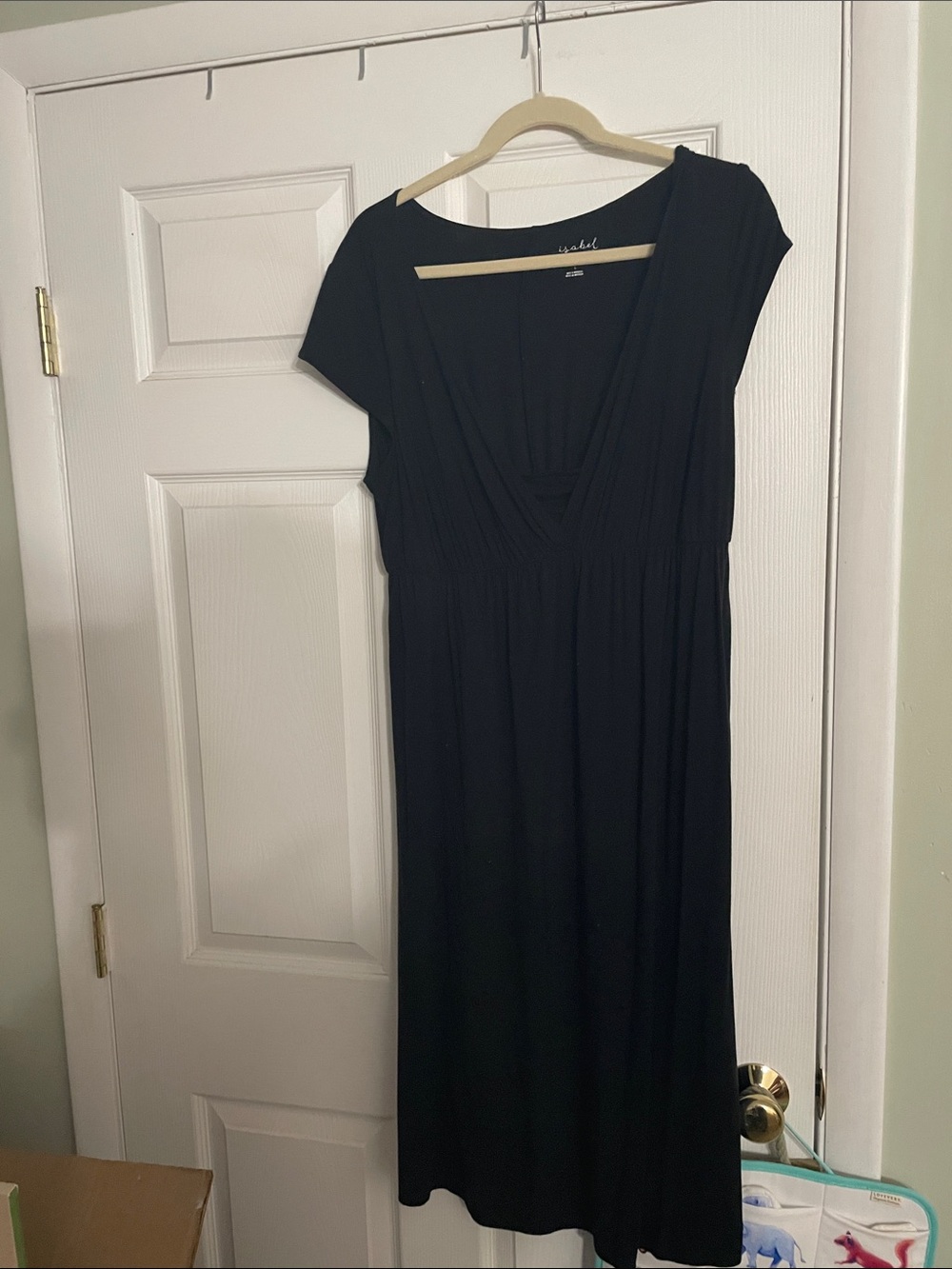 Ingrid & Isabel Black Midi V-Neck Maternity Dress